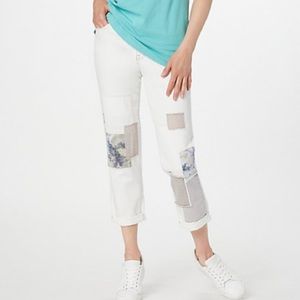 LOGO Lavish by Lori Goldstein Petite Alabaster Slim-Leg Boyfriend Jeans